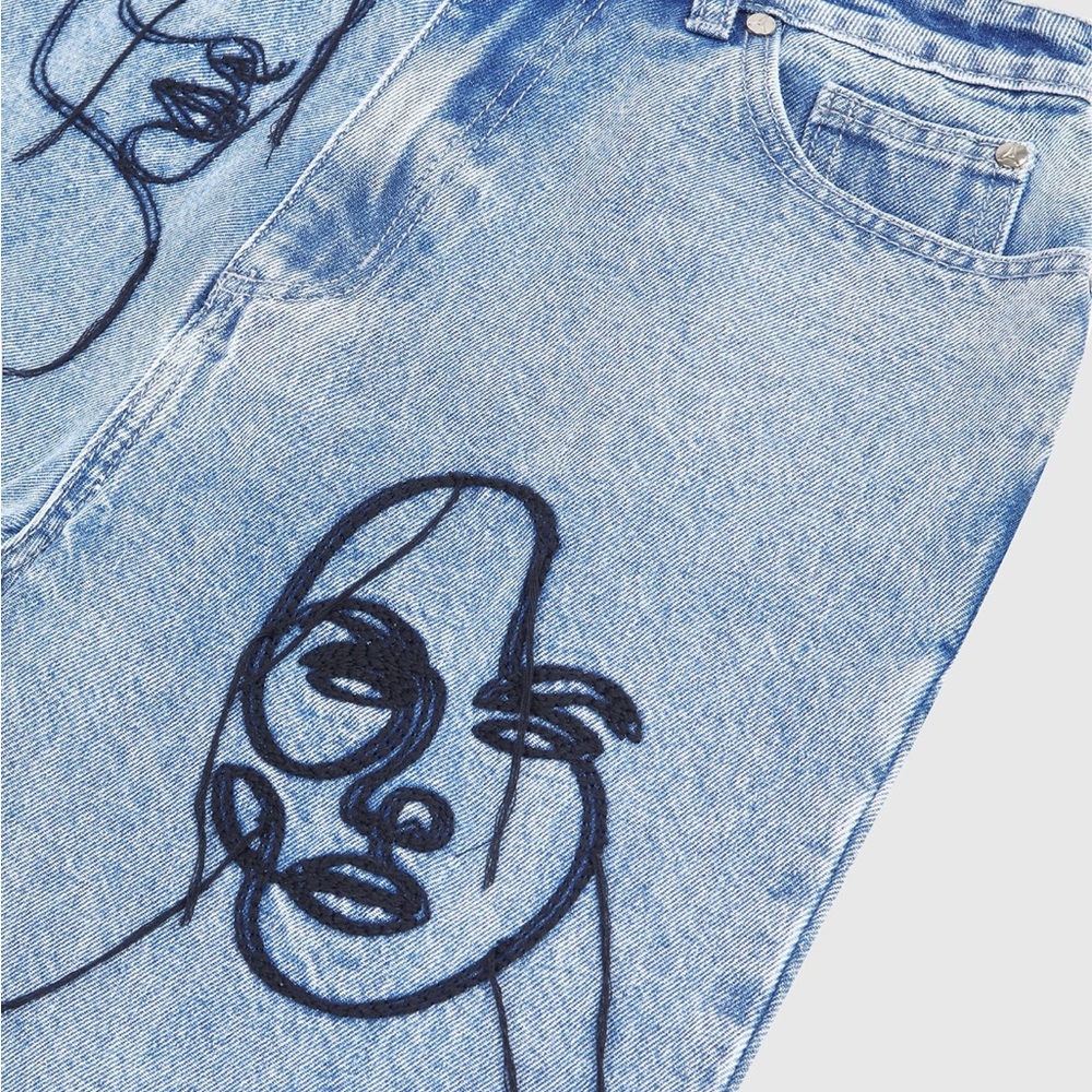Line Art Boyfriend Jeans - Mid Blue - Picture 5 of 13